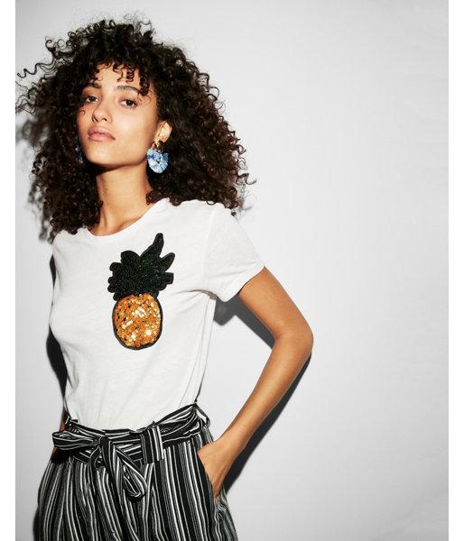 Express Womens Express One Eleven Pineapple Patch Crew Neck Easy Tee