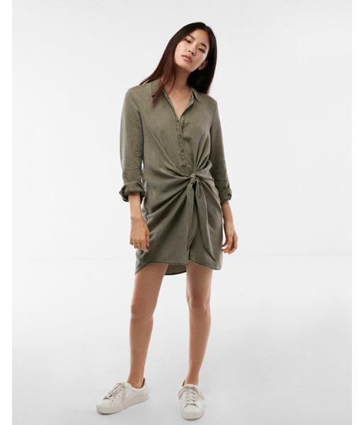 Express Womens Silky Soft Twill Tie Front