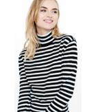 Express Women's Sweaters & Cardigans Striped Mock Neck Ribbed Hem Cropped