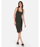 Express Womens Striped Asymmetrical Button Up Bodycon