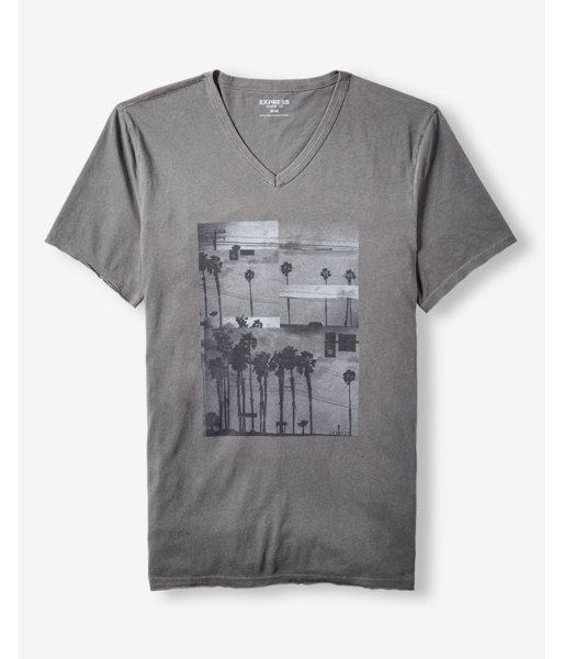Express Venice Beach Palm Trees V-neck Graphic Tee