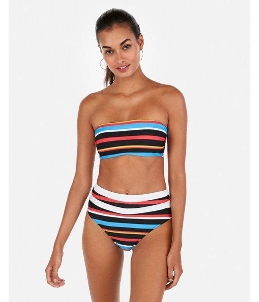 Express Womens Printed Clean Finish Bandeau Bikini Top