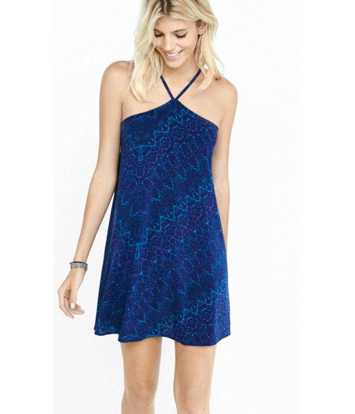 Express Women's Dresses Tapestry Print Ladder Back Trapeze Dress