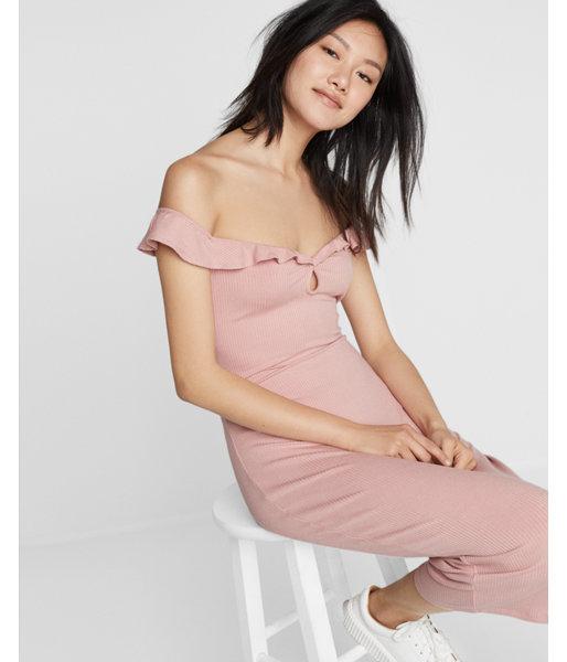 Express Ruffle Cut-out Off The Shoulder