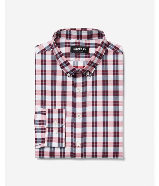 Express Mens Slim Plaid Button-down Dress