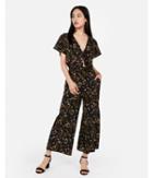 Express Womens Floral Tie Front Cut-out Jumpsuit