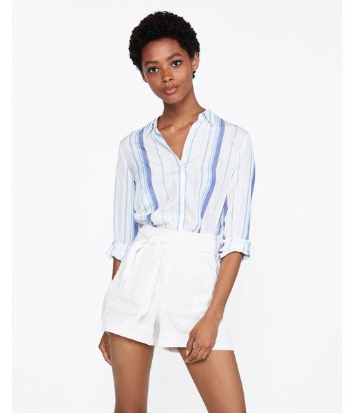 Express Womens Striped No Pocket City Shirt By Express