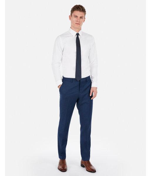 Express Mens Slim Navy Wool-blend Stretch