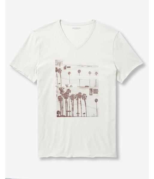 Express Mens Venice Beach Palm Trees V-neck Graphic Tee