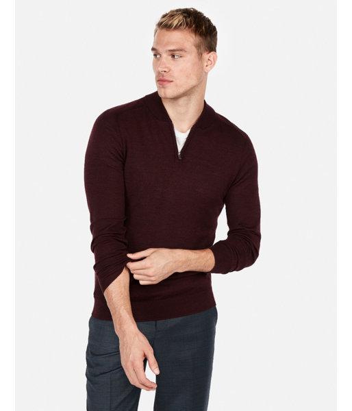 Express Mens Merino Wool Blend Thermal-regulating Mock Neck