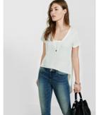 Express Womens Deep V-neck Bandeau Asymmetrical Hi-lo Tee