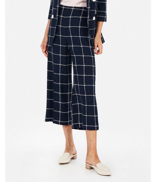 Express Womens High Waisted Windowpane Culotte Pant