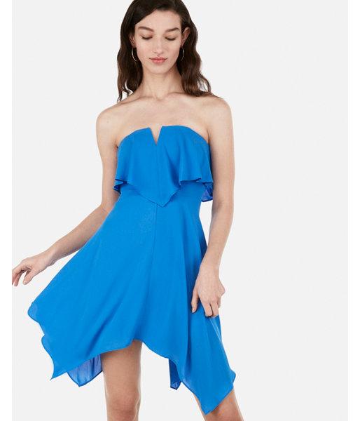 Express Womens Strapless V-wire Flounce Dress