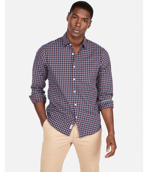 Express Mens Slim Plaid Soft Wash