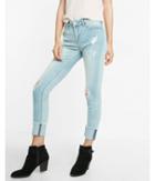 Express Mid Rise Distressed Cropped Jean