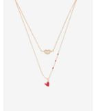 Express Womens Two Row Lip Heart Charm Necklace