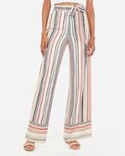 Express Womens Express Womens High Waisted Multi-striped Paperbag Wide Leg Palazzo Pant