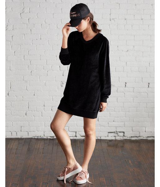 Express V-neck Velour Sweatshirt Dress