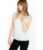 Express Women's Tees Lace Yoke Keyhole Back T-shirt