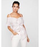 Express Womens Plaid Off The Shoulder Twist Front
