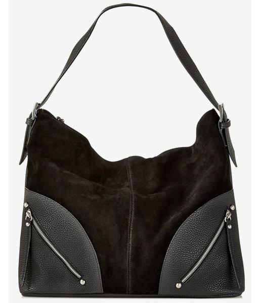 Express Womens Double Zip Buckle Handle Hobo Bag