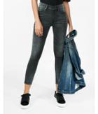 Express Mid Rise Black Wash Cropped Stretch Jean