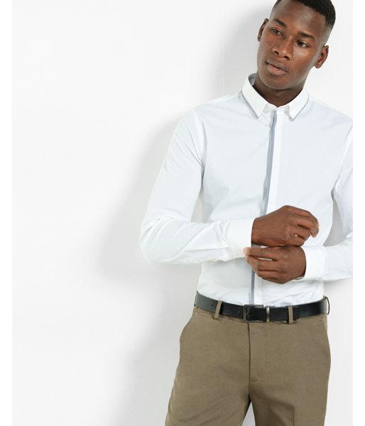 Express Mens Slim Fit Solid Piped Dress