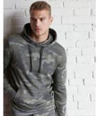 Express Vintage Fleece Popover Camo Hoodie