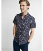 Express Mens Fitted Floral Short-sleeve Cotton Dress