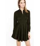 Express Women's Dresses Green Cotton Fit And Flare
