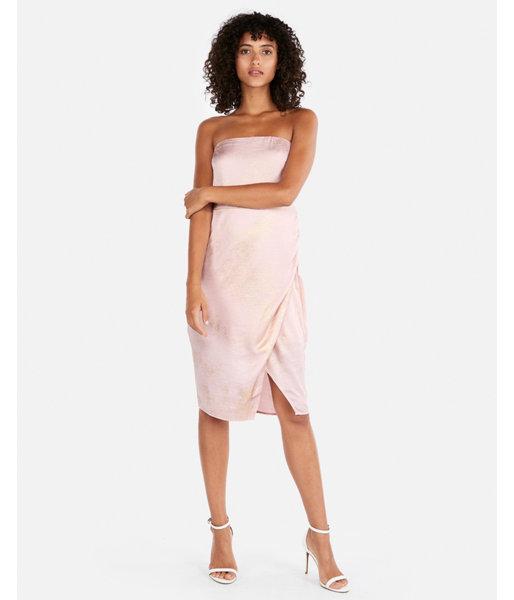 Express Womens Shimmering Side Slit Strapless Dress