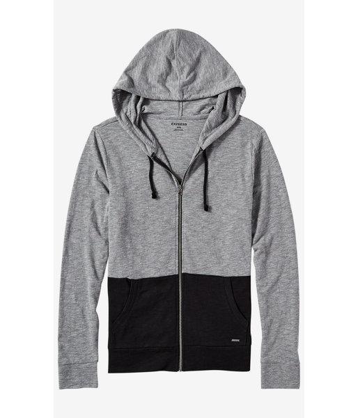 Express Men's Sweatshirts Color Block Slub Knit Zip Hoodie