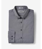 Express Mens Slim Fit Small Check Long Sleeve Dress