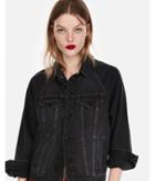 Express Womens Black Oversized Denim Jacket