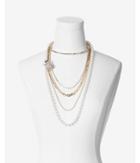Express Womens Layered Pearl Beetle Pendant Collar Necklace