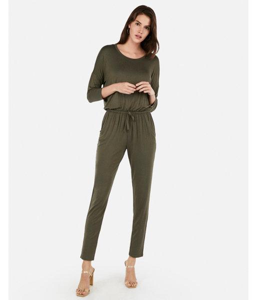 Express Womens Stretch Tie-waist Jumpsuit