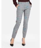 Express Womens Express Womens Mid Rise Floral Embroidered Plaid Skinny Columnist Pant