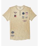Express Patch Decal Crew Neck Graphic Henley