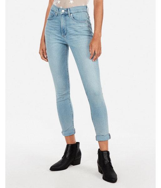 Express Womens Express Womens Petite High Waisted Denim Perfect Stretch+ Cropped