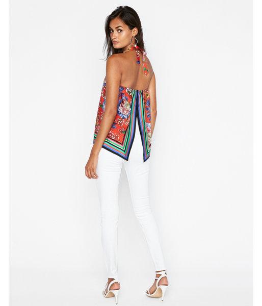 Express Womens Floral Print Sleeveless Halter Top
