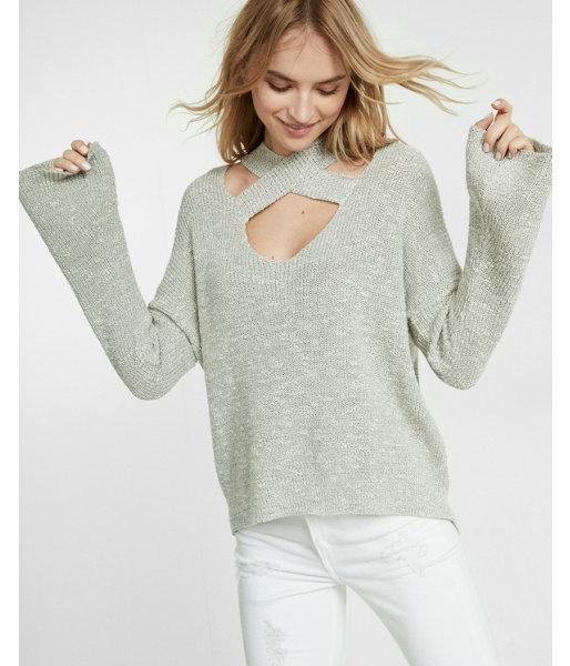 Express Womens Flare Sleeve Crisscross Choker