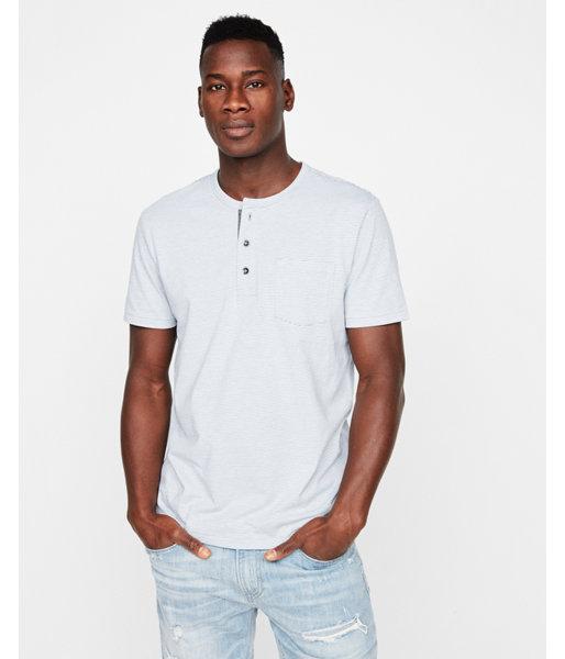 Express Mens Striped One Pocket Henley