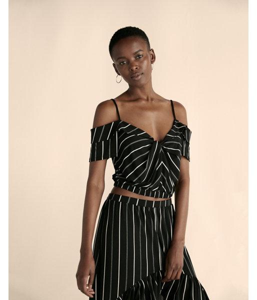 Express Womens Striped Abbreviated Banded Hem Top