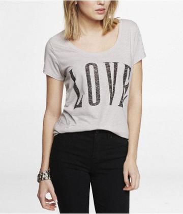 Express Womens Scoop Neck Graphic Tee - Love
