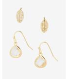 Express Set Of Two Pave Leaf And Teadrop Earrings