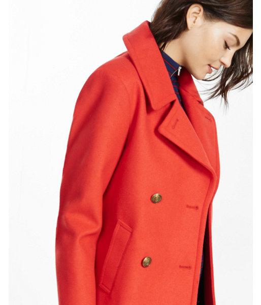 Express Womens Red Double Breasted Peacoat