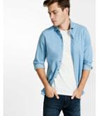 Express Mens Fitted Stretch Light Wash Denim Dress