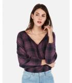Express Womens Plaid Covered Button Blouse