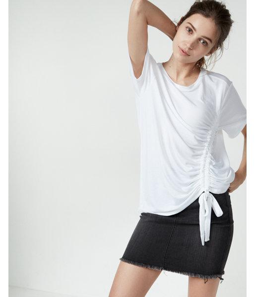 Express Side Ruched Crew Neck Tee