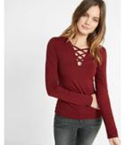 Express Strappy Long Sleeve V Neck Tee